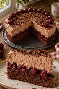 Schokoladenkirschtorte 5 Schokoladenkirschtorte mit Kirschen und Schokoladenglasur