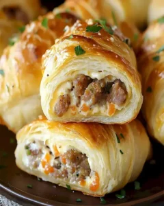 Süße und saftige Würstchen und Käse-Kreuzküchen 2 Süße und saftige Würstchen Käse-Kreuzküchen auf einem Teller serviert.