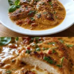 Toskanisches Sahne Hähnchen in einer cremigen Sauce serviert