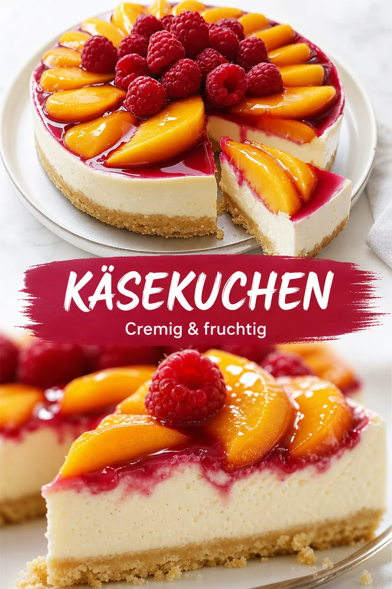 Unwiderstehlicher Pfirsich- und Himbeer-Käsekuchen für jeden Anlass - Sehnst du dich nach einem leckeren, schnellen Dessert? Probiere unseren Pfirsich- und Himbeer-Käsekuchen! Einfach zuzubereiten und perfekt für jede Feier. Lass dich von diesem köstlichen Rezept inspirieren und erfreue deine Gäste. Klicke jetzt und entdecke, wie du diesen Desserttraum selber machen kannst! #Käsekuchen #Backen #Dessertliebe