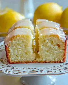 Weiches Zitronenbundkuchen mit Zitronenglasur 8 Weicher Zitronenbundkuchen mit Zitronenglasur auf einem Tisch präsentiert