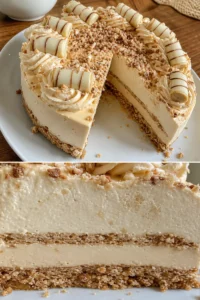 White Bueno Torte Rezept 7 Leckere White Bueno Torte auf einem Teller mit Schokoladendekoration