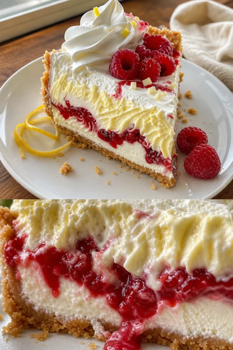 Zitrone-Himbeeren Käsekuchen Rezept 3 Zitrone-Himbeeren Käsekuchen auf einem Tisch, fertig zum Servieren