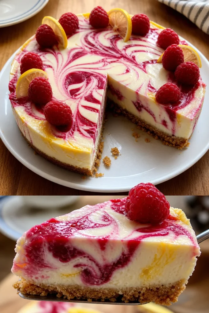 Zitronen-Himbeer-Swirl-Käsekuchen 2 Zitronen-Himbeer-Swirl-Käsekuchen