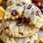 Zitronige Kranbeeren-Cookies mit süßem Zitrus-Glaze auf einem Tisch