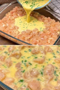 Zwiebel Sahne Hähnchen mit frischen Zutaten in einer Pfanne zubereitet.