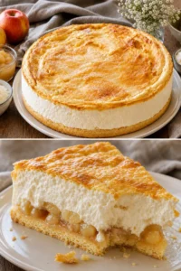 Delicious Apfel-Mascarpone-Torte with creamy mascarpone and fresh apples.