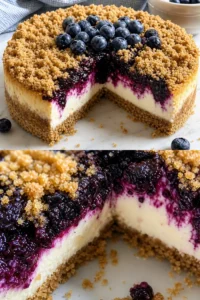 Blaubeer-Crumble Käsekuchen Rezept 9 Blaubeer-Crumble Käsekuchen mit frischen Beeren und knusprigem Topping