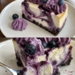 Blaubeer-Käsekuchen mit frischen Blaubeeren und cremiger Käsefüllung