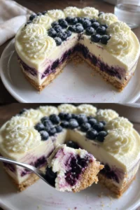 Blaubeer Mascarpone Torte Rezept 2 Blaubeer Mascarpone Torte auf einem eleganten Teller dekoriert mit frischen Beeren
