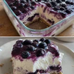 Blaubeer-Vanille-Käsekuchen Eisbox in einer Schüssel serviert