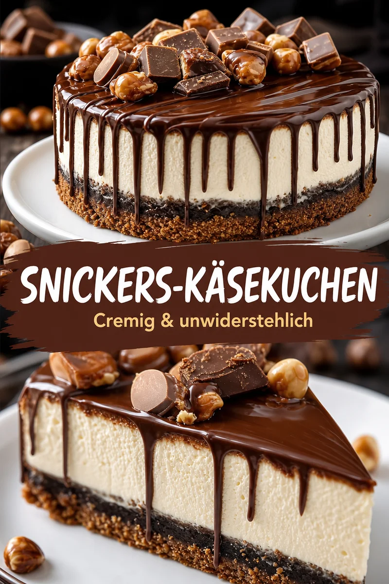 Der ultimative Snickers Käsekuchen: Ein Hochgenuss für jeden Schokoladenliebhaber Der ultimative Snickers Käsekuchen: Ein Hochgenuss für jeden Schokoladenliebhaber - Hast du Lust auf ein dekadentes Dessert, das all deine Sinne verführt? Probiere diesen himmlischen Snickers Käsekuchen, der mit einer köstlichen Mischung aus Schokolade, Karamell und Erdnussbutter überzeugt! Ideal für Geburtstagsfeiern oder besondere Anlässe. Lass dir dieses Rezept nicht entgehen! #Käsekuchen #Snickers #DessertIdeen