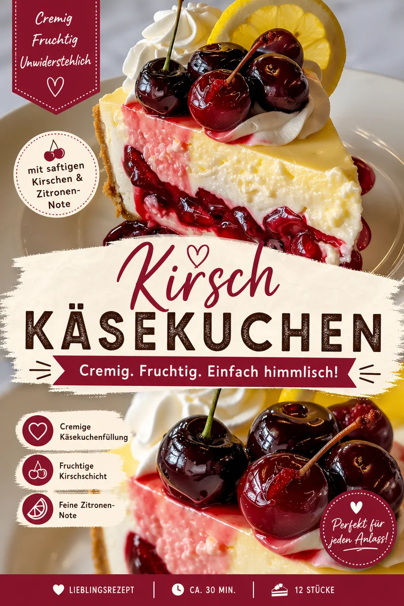 Der unwiderstehliche Kirsch Zitronen Käsekuchen für jeden Anlass Der unwiderstehliche Kirsch Zitronen Käsekuchen für jeden Anlass - Verwöhnen Sie Ihre Gäste mit diesem saftigen und cremigen Kirsch Zitronen Käsekuchen! Perfekt für besondere Anlässe oder einfach als süßes Highlight für einen gemütlichen Nachmittag. Mit einer Mischung aus frischen Kirschen und spritziger Zitrone wird dieser Käsekuchen zu einem unvergesslichen Erlebnis. Lassen Sie sich inspirieren und backen Sie ihn noch heute! #Käsekuchen #Desserts #LeckereRezepte