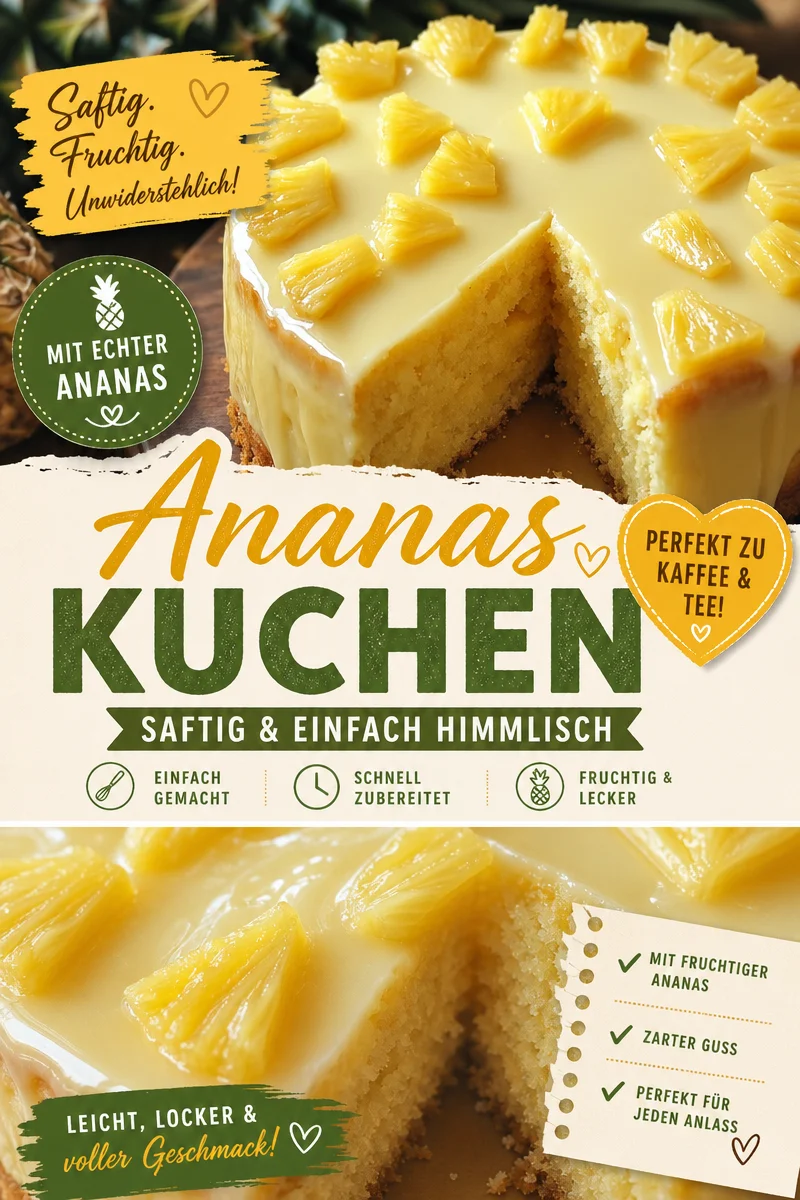 Entdecke den saftigsten Ananaskuchen für dein nächstes Backabenteuer - Lass dich von unserem unwiderstehlichen Rezept für einen saftigen Ananaskuchen verzaubern! Mit einfachen Zutaten und einer schnellen Zubereitung bringst du den Geschmack des Urlaubs direkt in deine Küche. Dieses Rezept ist ideal für jede Gelegenheit – sei es ein Fest, eine Kaffeepause oder einfach nur so. Bereite dir diesen Kuchen zu und genieße die süßen Momente des Lebens! Probiere es jetzt aus! #Ananaskuchen #Backen #Kuchenliebe