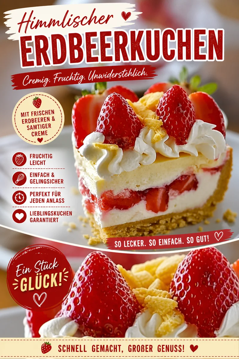 Erdbeer-Käsekuchen ohne Backen: Einfach, schnell und lecker Erdbeer-Käsekuchen ohne Backen: Einfach, schnell und lecker - Hol dir den Sommer auf den Teller mit deinem neuen Lieblingsrezept! Dieser Erdbeer-Käsekuchen ohne Backen ist der perfekte Genuss für heiße Tage und super einfach zuzubereiten. Ideal für jede Feier oder als erfrischender Nachtisch. Lass dir dieses Rezept nicht entgehen! Probiere es aus und teile deine Kreationen mit uns. #ErdbeerKäsekuchen #Süßspeisen #Rezeptideen