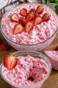 Erdbeer-Smoothie in einem Glas mit frischen Erdbeeren und Minze