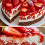 Leckerer Erdbeerkuchen mit Mascarpone auf einem Teller serviert