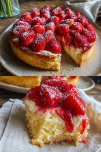 Erdbeerkuchen Vanillecreme Rezept 5 Erdbeerkuchen mit Vanillecreme auf einer weißen Servierplatte