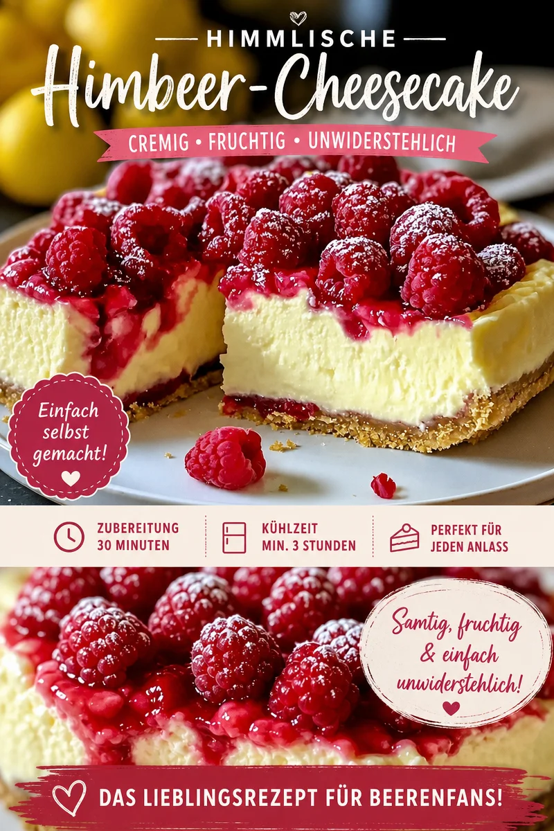 Erfrischender Zitronen Himbeer Käsekuchen – Einfach ohne Backen! Erfrischender Zitronen Himbeer Käsekuchen – Einfach ohne Backen! - Lust auf einen himmlischen Käsekuchen? Dieser Zitronen Himbeer Käsekuchen ist der perfekte Genuss für den Frühling oder Sommer – ganz ohne Backen! Cremig, lecker und einfach zuzubereiten. Ideal für jede Feier oder als kühles Dessert an einem warmen Tag. Probiere es aus und überzeuge dich selbst! #Käsekuchen #Süßspeisen #Frühlingsrezepte