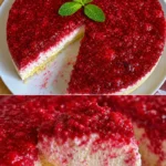 Himbeer-Joghurt-Torte mit frischen Himbeeren und Joghurt