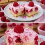 Himbeer Mascarpone Kuchen mit frischen Himbeeren und cremiger Mascarpone-Schicht