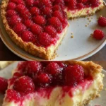 Himbeer Schmandcreme Dessert mit frischen Himbeeren