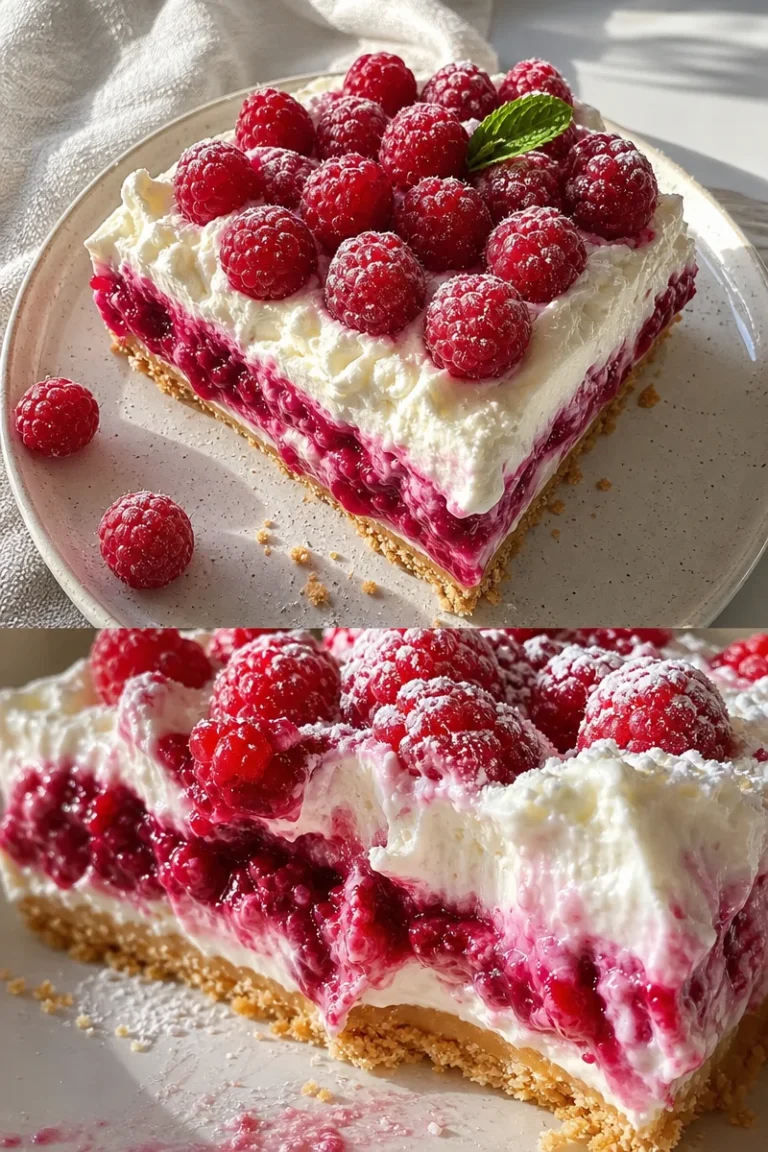 Himbeerkäsekuchen Rezept 2 Himbeerkäsekuchen auf einem Teller mit frischen Himbeeren dekoriert