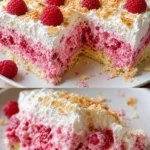 Leckere Himbeerwolke Dessert mit Himbeeren und Sahne
