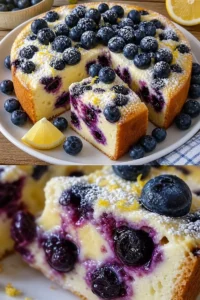 Joghurtkuchen Rezept mit Blaubeeren und Zitrone 3 Joghurtkuchen mit Blaubeeren und Zitrone auf einem Teller