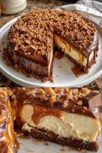 Karamell-Toffee-Crunch-Cheesecake Rezept 5 Karamell-Toffee-Crunch-Cheesecake mit einer knusprigen Karamell-Schicht