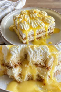 Limoncello-Tiramisu auf einem Teller, dekoriert mit Kakaopulver und Zitronenscheiben.