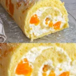 Mandarinenquark-Biskuitrolle mit fruchtiger Füllung