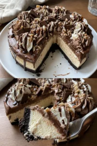 Schokoladen-Käsekuchen ohne Backen 2 No-Bake German Chocolate Cheesecake mit Schokoladenfüllung und Nüsschen-Topping