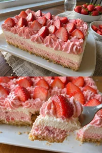 Der No-Bake Erdbeer-Crunch-Kuchen, den du dieses Jahr backen musst 3 No-Bake Strawberry Crunch Cake mit Erdbeeren und knusprigen Keksstücken.