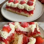 Omas leckeres Erdbeerkuchen-Rezept mit frischen Erdbeeren auf einem Blech