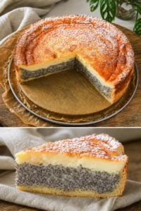 Omas unwiderstehlicher Mohn Schmand Kuchen Rezept 3 Omas Mohn Schmand Kuchen auf einem Teller, perfekt für jede Gelegenheit.