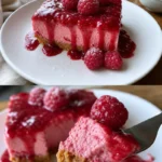 Pink Velvet Raspberry Cheesecake mit frischen Himbeeren und cremiger Füllung