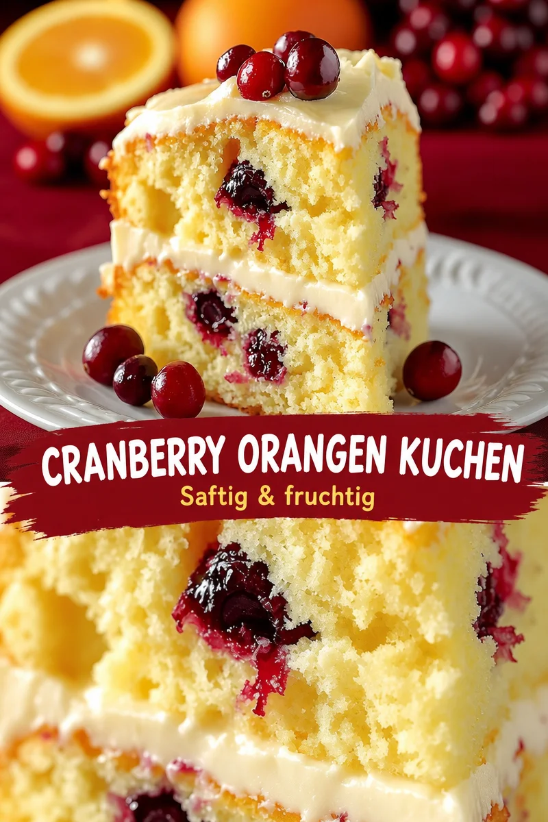 Saftiger Cranberry Orangen Kuchen für besondere Anlässe - Entdeckt das perfekte Rezept für einen saftigen Cranberry Orangen Kuchen, der eure Lieben begeistern wird! Mit frisch gepresstem Orangensaft und einer cremigen Frischkäse-Glasur wird dieser Kuchen zum Highlight jeder Feier. Ideal für Festtage oder einfach so als köstliche Leckerei. Lasst euch inspirieren und zaubert diesen Traumkuchen heute noch nach! #CranberryKuchen #OrangenKuchen #Backen