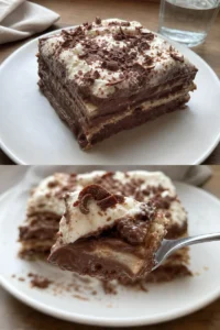 Schokoladen-Lasagne pflanzlich glutenfrei 8 Vegane glutenfreie Schokoladen-Lasagne mit schokoladiger Creme und Teigschichten