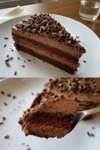 Schokomousse-Torte Rezept mit schokoladiger cremiger Füllung und dekadentem Topping