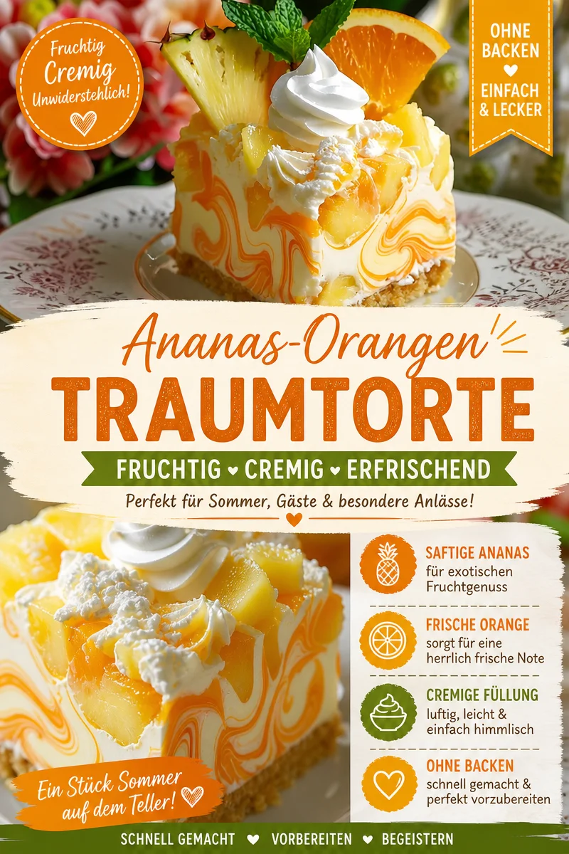 Sommerlicher Ananas Orangen Käsekuchen für deine Kaffeetafel Sommerlicher Ananas Orangen Käsekuchen für deine Kaffeetafel - Entdecke den erfrischenden Ananas Orangen Käsekuchen, der sommerliche Aromen auf deine Kaffeetafel bringt! Mit cremigem Frischkäse, saftigem Obst und einem Hauch von Vanille ist dieses Rezept sowohl eine Augenweide als auch ein Geschmackserlebnis. Probiere es selbst aus und verwöhne deine Gäste! Spare nicht an Schlagsahne und frischen Früchten für das perfekte Finish! #Käsekuchen #SommerlicheRezepte #Desserts