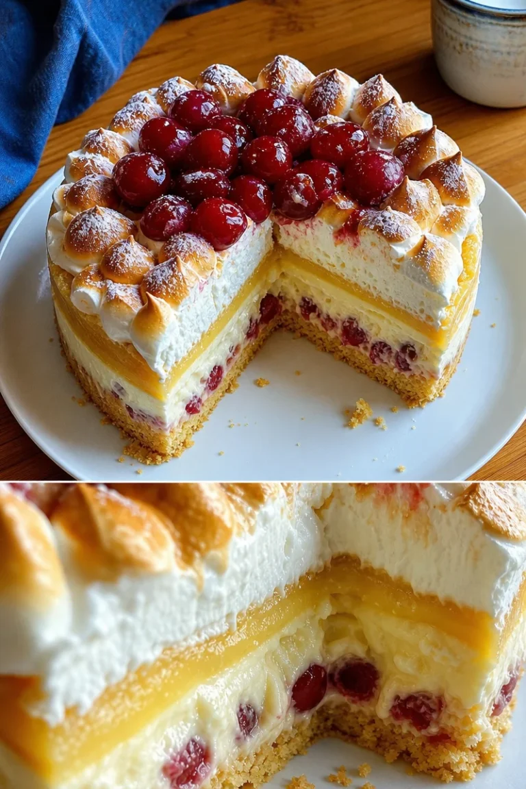 Stachelbeer-Baisertorte Rezept für 6 Personen 7 Delizieuse Stachelbeer-Baisertorte auf einem Dessertteller