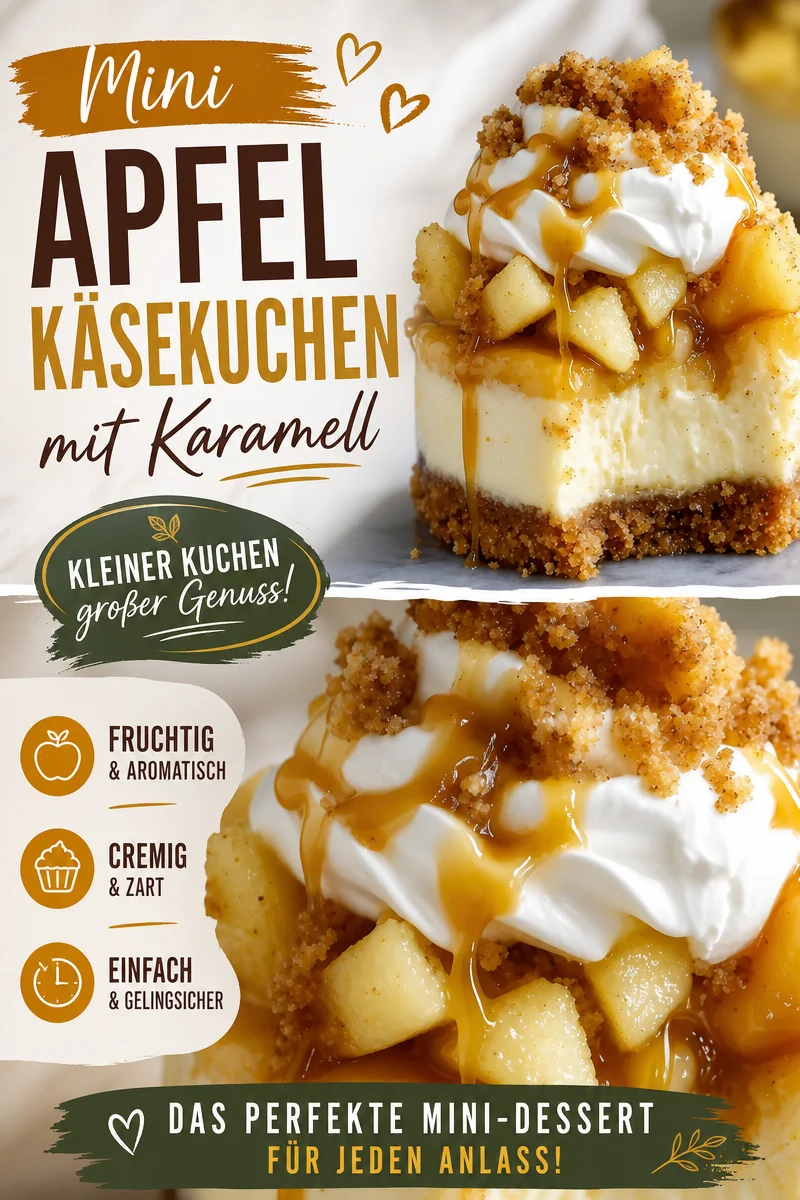 Unwiderstehliche Karamell-Apfel-Käsekuchen-Happen für jeden Anlass Unwiderstehliche Karamell-Apfel-Käsekuchen-Happen für jeden Anlass - Entdecken Sie die köstlichen kleinen Karamell-Apfel-Käsekuchen-Happen, die die perfekte Kombination aus cremigem Käsekuchen, süßem Karamell und knackigen Äpfeln bieten. Ideal für Partys oder einfach als süßer Snack zwischendurch! Probieren Sie dieses einfache Rezept aus und beeindrucken Sie Ihre Gäste. Jetzt nachbacken! #Käsekuchen #Dessert #Backen