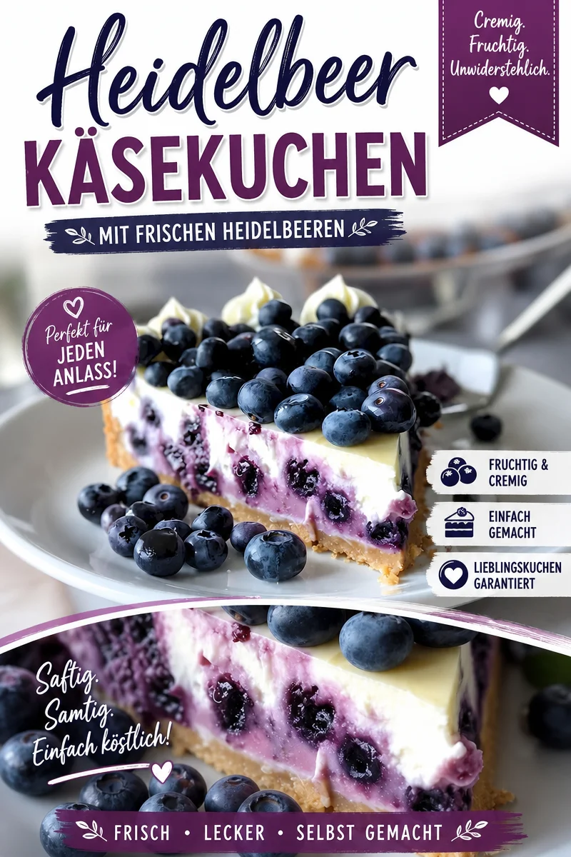 Unwiderstehlicher Blaubeer-Käsekuchen mit weißer Schokolade - Erlebe diesen cremigen Blaubeer-Käsekuchen, der die perfekte Balance zwischen süßer weißer Schokolade und fruchtigen Blaubeeren bietet. Ideal für besondere Anlässe oder als süßer Genuss für zwischendurch. Lass dich von diesem Rezept verführen und verwöhne deine Gäste mit einem einmaligen Dessert. Probiere es jetzt aus! #BlaubeerKäsekuchen #Dessertliebe #Backen