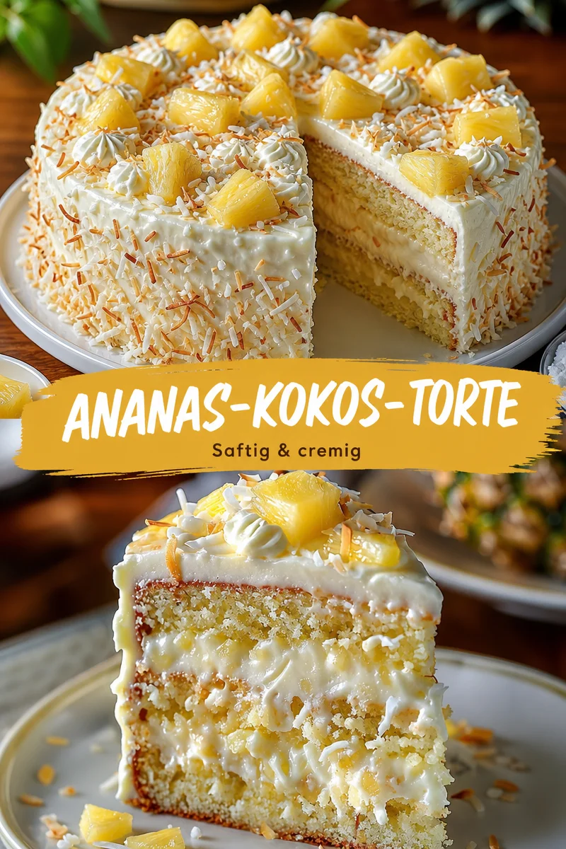 Verwöhne deinen Gaumen mit dem himmlischen Ananas-Kokos-Traumkuchen - Schaffe dir ein Stück Urlaubsfeeling auf dem Teller mit unserem Ananas-Kokos-Traumkuchen! Dieser saftige Kuchen kombiniert tropische Aromen und cremiges Frosting und zaubert ein Lächeln auf jedes Gesicht. Perfekt für Feiern oder als süßer Genuss im Alltag. Probiere es jetzt aus und begeistere deine Freunde! #AnanasKokosKuchen #Kuchenrezepte #BackenMitLiebe