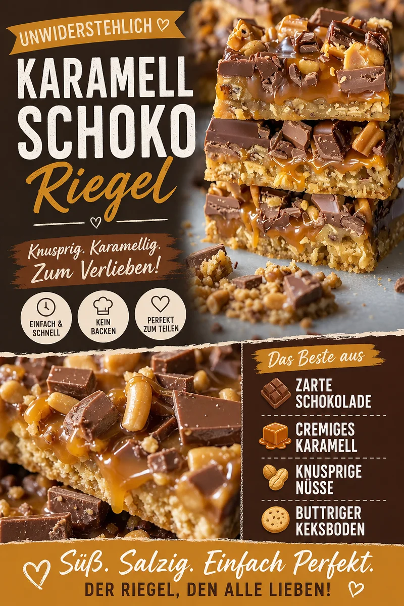 Verwöhne deinen Gaumen mit himmlischen Karamell Riegeln Verwöhne deinen Gaumen mit himmlischen Karamell Riegeln - Entdecke das Rezept für köstliche Karamell Riegel, die süß, knusprig und einfach unwiderstehlich sind. Jeder Biss bringt puren Genuss! Ideal für besondere Anlässe oder als Snack für zwischendurch. Lass dir diese Leckerei nicht entgehen und bringe Freude in deine Küche! Probiere das Rezept jetzt aus! #KaramellRiegel #Süßspeisen #LeckereRezepte