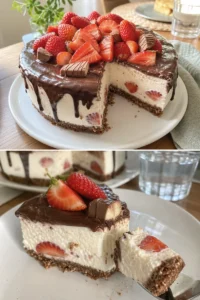 Leckere Yogurette-Torte mit frischem Joghurt und Schokolade.