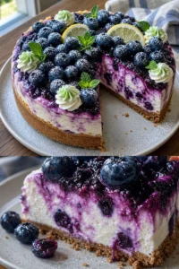 Zitronen-Blaubeer-Schichtkäse Rezept 9 Zitronen-Blaubeer-Schichtkäse in einer eleganten Schale serviert