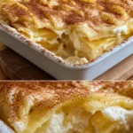 Leckere Apfellasagne aus Äpfeln und Teig, serviert in einer Schüssel.