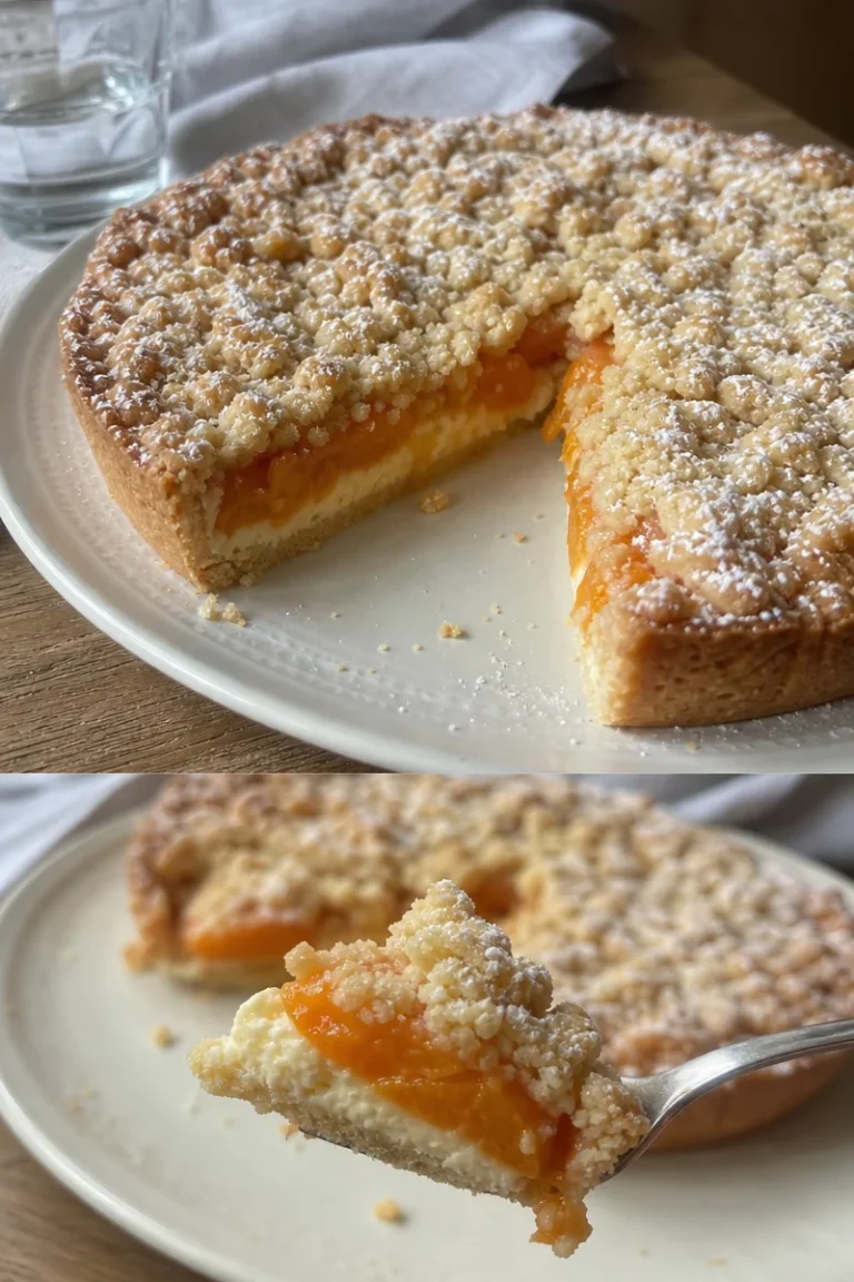Aprikosen-Streuselkuchen 3 Frischer Aprikosen-Streuselkuchen mit knusprigem Streuselbelag
